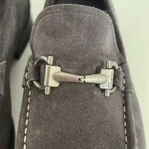 Grey suede ferragamo loafers with silver buckle detail Loafer with Gancini buckle - Men | Ferragamo main image 4